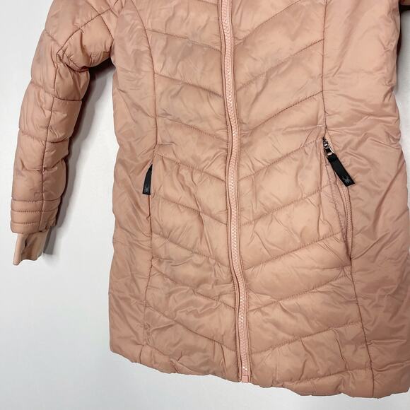 Spyder Girls Small 7 Light Pink Clara Short Puffer Jacket Misty Rose Hooded - Picture 4 of 12